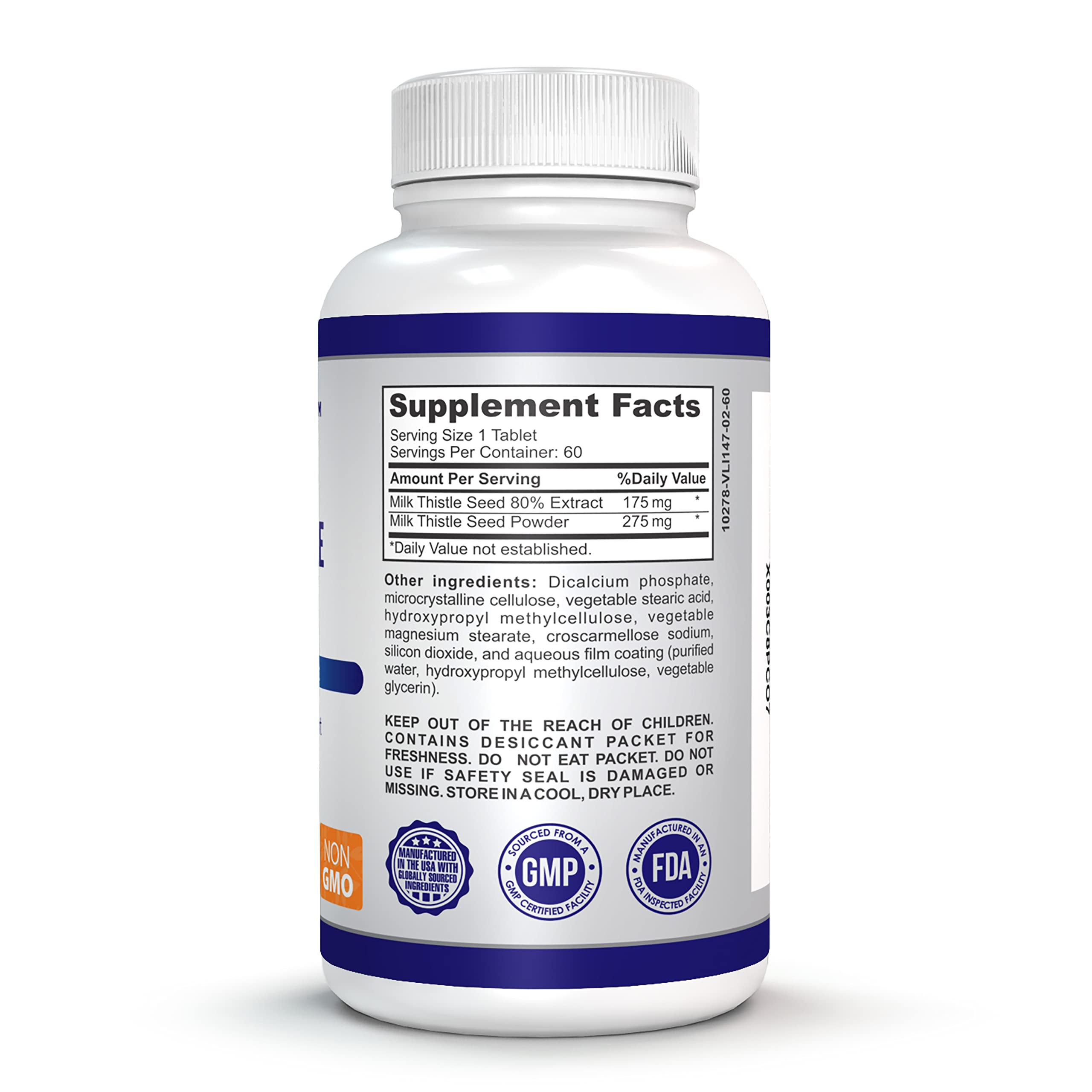 O!VITA Milk Thistle Complex 450mg - Supports Healthy Liver Function - 60 Non-GMO Vegan Tablets