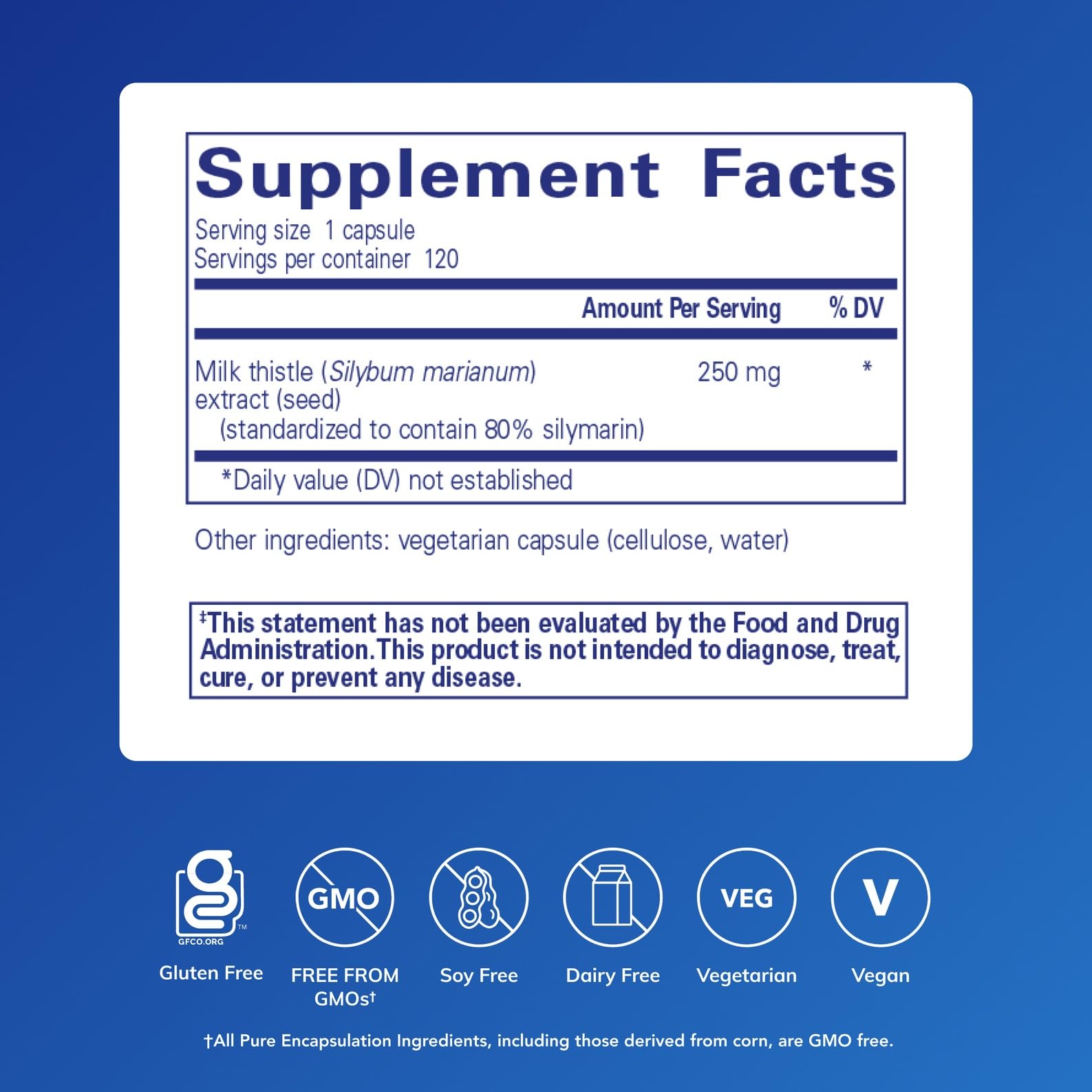 Pure Encapsulations Silymarin 250 mg Milk Thistle – Liver Support, Antioxidants, Non-GMO & Vegan – 120 Capsules