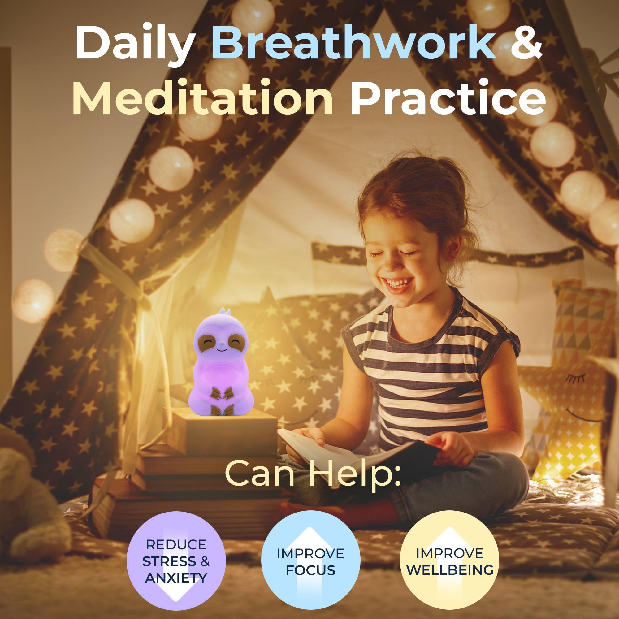 Mindsight Breathing Buddha — Guided Visual Meditation for Calm & Focus (Multicolor, Sloth Sound)