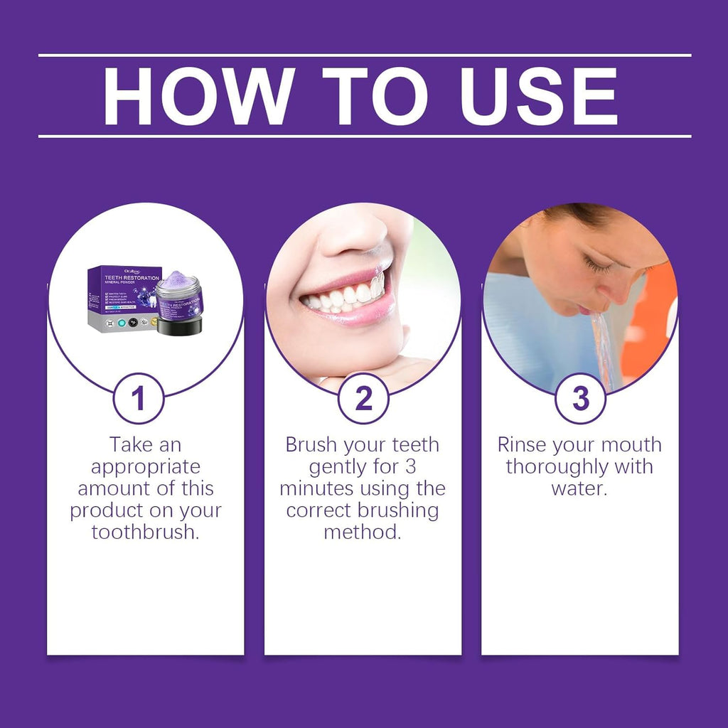 Teeth Restoration Mineral Powder, Mineral Tooth Powder, Dental Restoration Mine RAL Po wder, in Strengthening Teeth and Gums, Protect Gums and Freshen Breath 2pcs