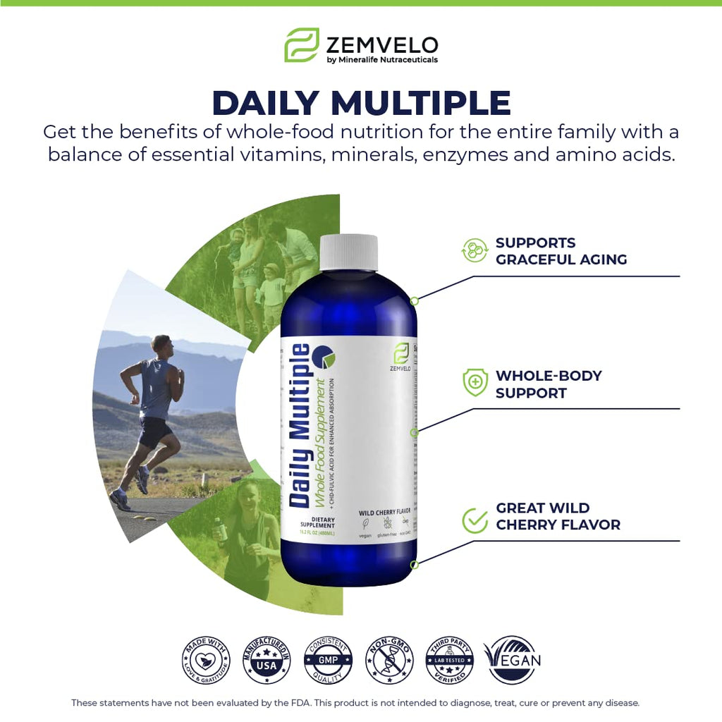 Mineralife Liquid Daily Multi-Mineral Supplement | Whole Food Nutrition | Cherry Flavor
