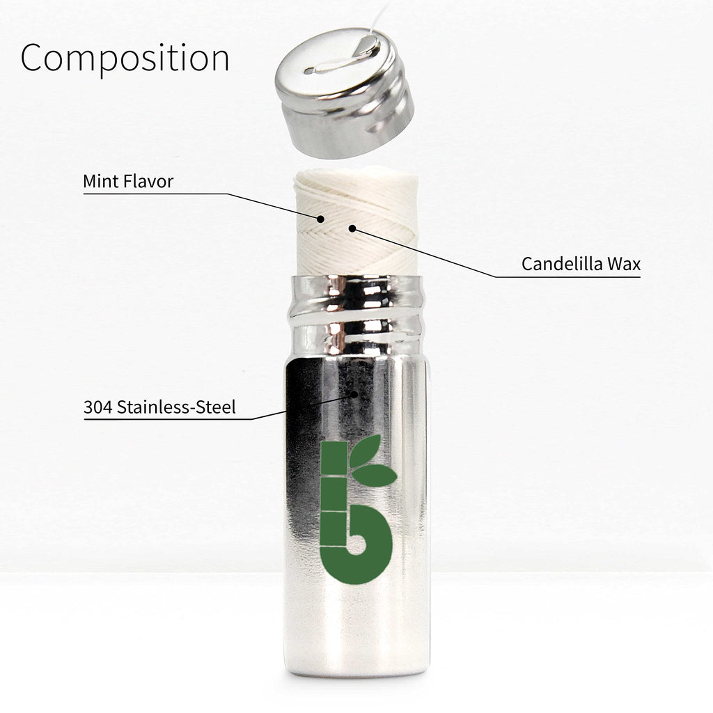 Vegan Dental Floss | Refillable Stainless Steel Dispenser | Zero Waste Mint 55 Yards | Bambaw