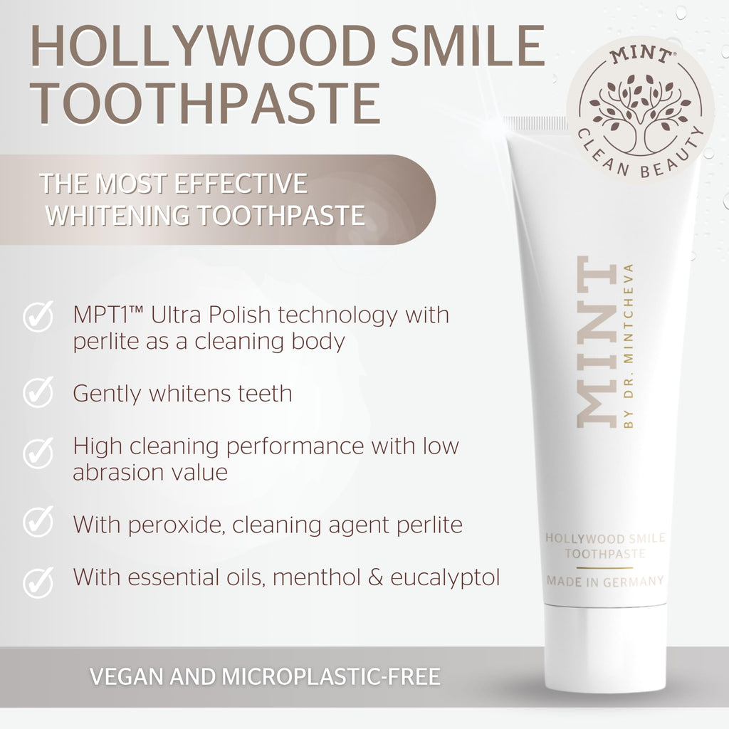 Mint Hollywood Smile Toothpaste 85 ml - Fluoride-Free Vegan Whitening
