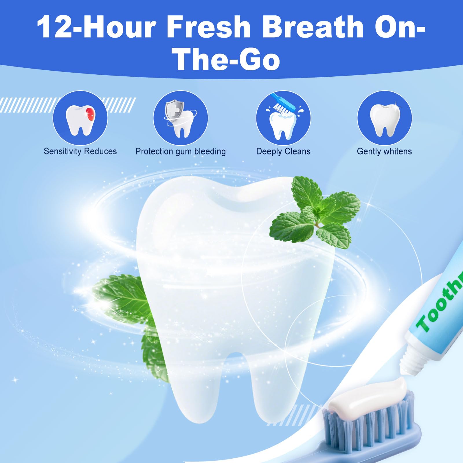 0.28oz Small Toothpaste Travel Size Bulk – Mint Scent, TSA Compliant (40 Count)