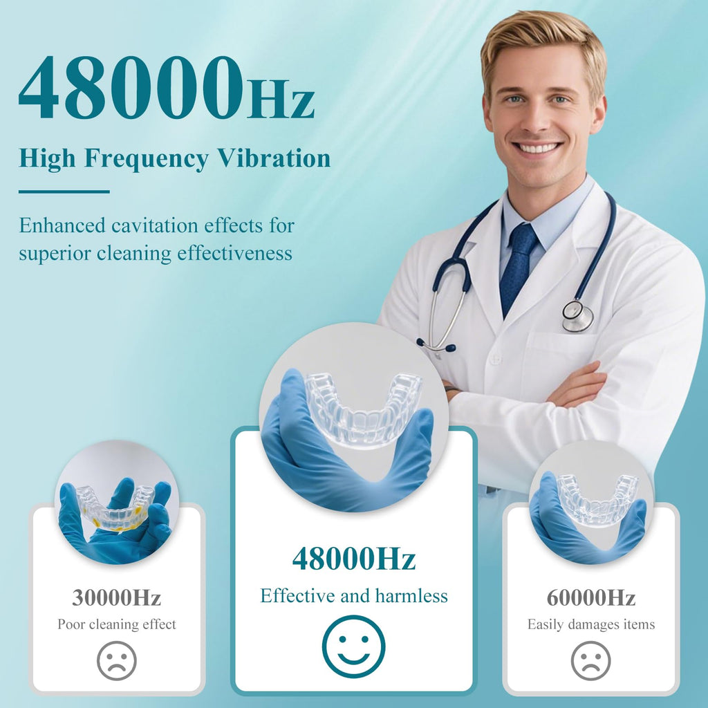 Minthouz Ultrasonic Retainer Cleaner – 200ml, 48kHz Cleaning for Dentures & Aligners