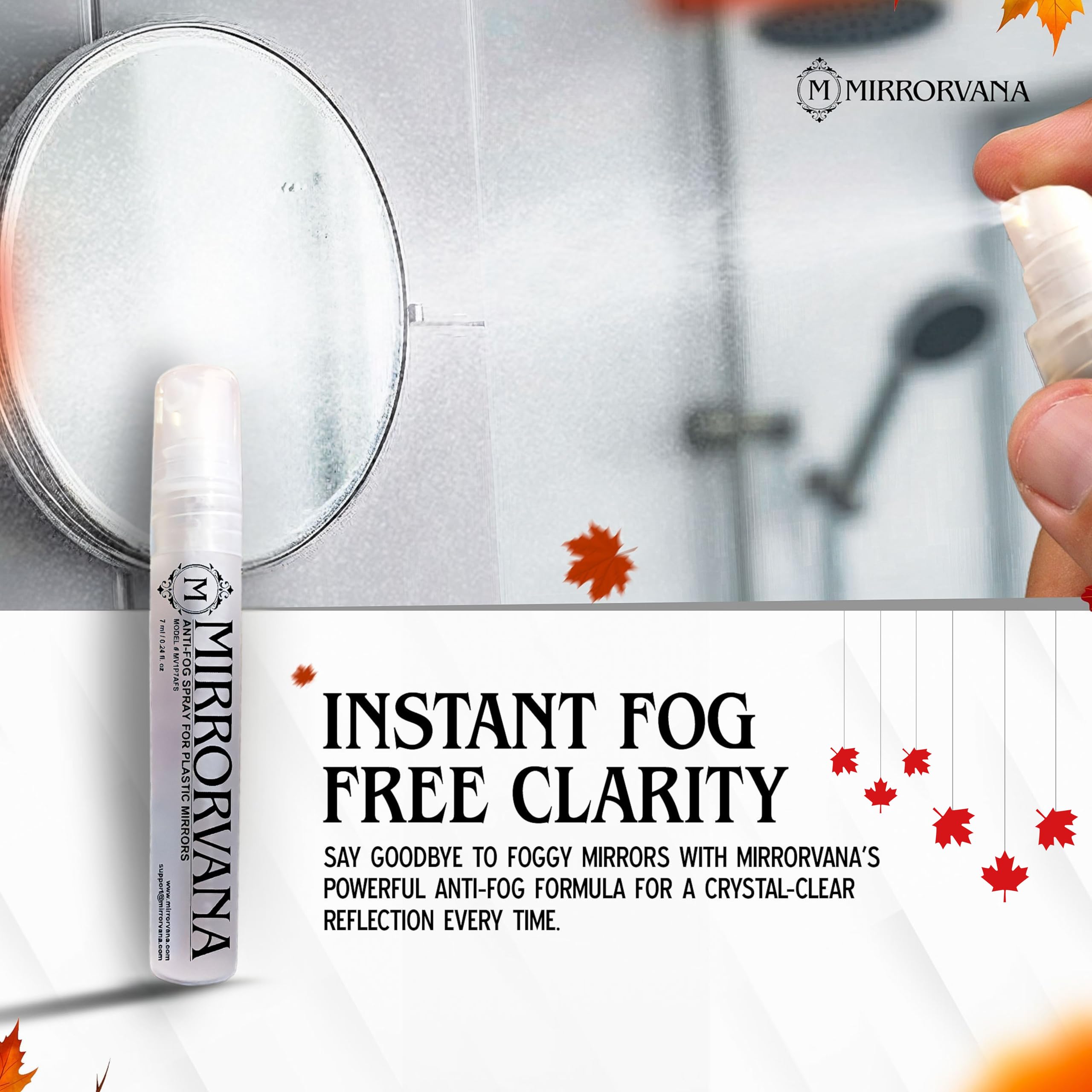 MIRRORVANA Anti Fog Spray for Shower Mirrors - 2 Bottles (7 ml)