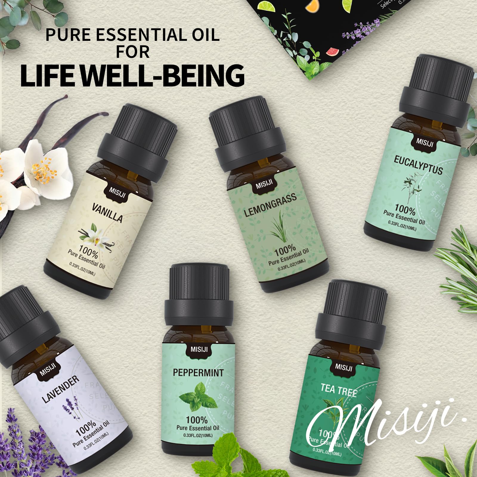 MISIJI 6 x 10ml Aromatherapy Essential Oils Set – Diffuser & Home Fragrance