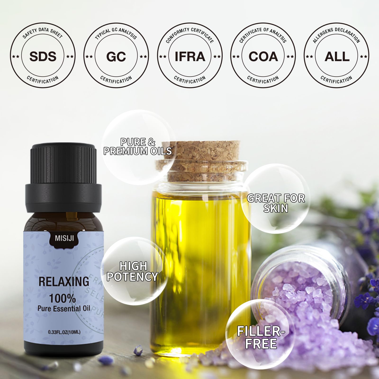 MISIJI Well-Being Essential Oils Set – 6 x 10ml for Diffuser, Aromatherapy, Skin, Laundry, Candle & Soap Making