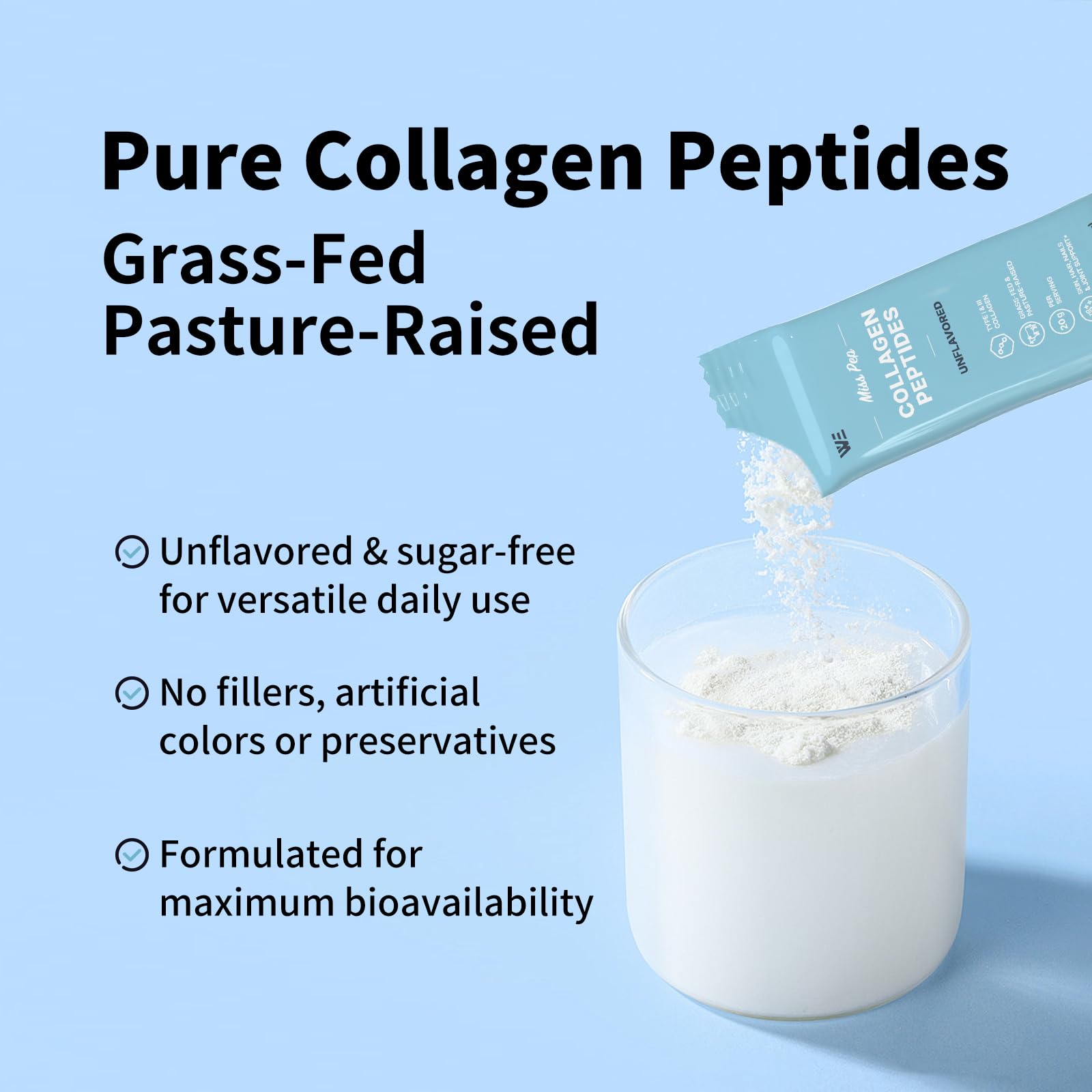 MISS PEP Collagen Peptides – Type I & III, Skin & Joints Support, Unscented, 14.11 oz