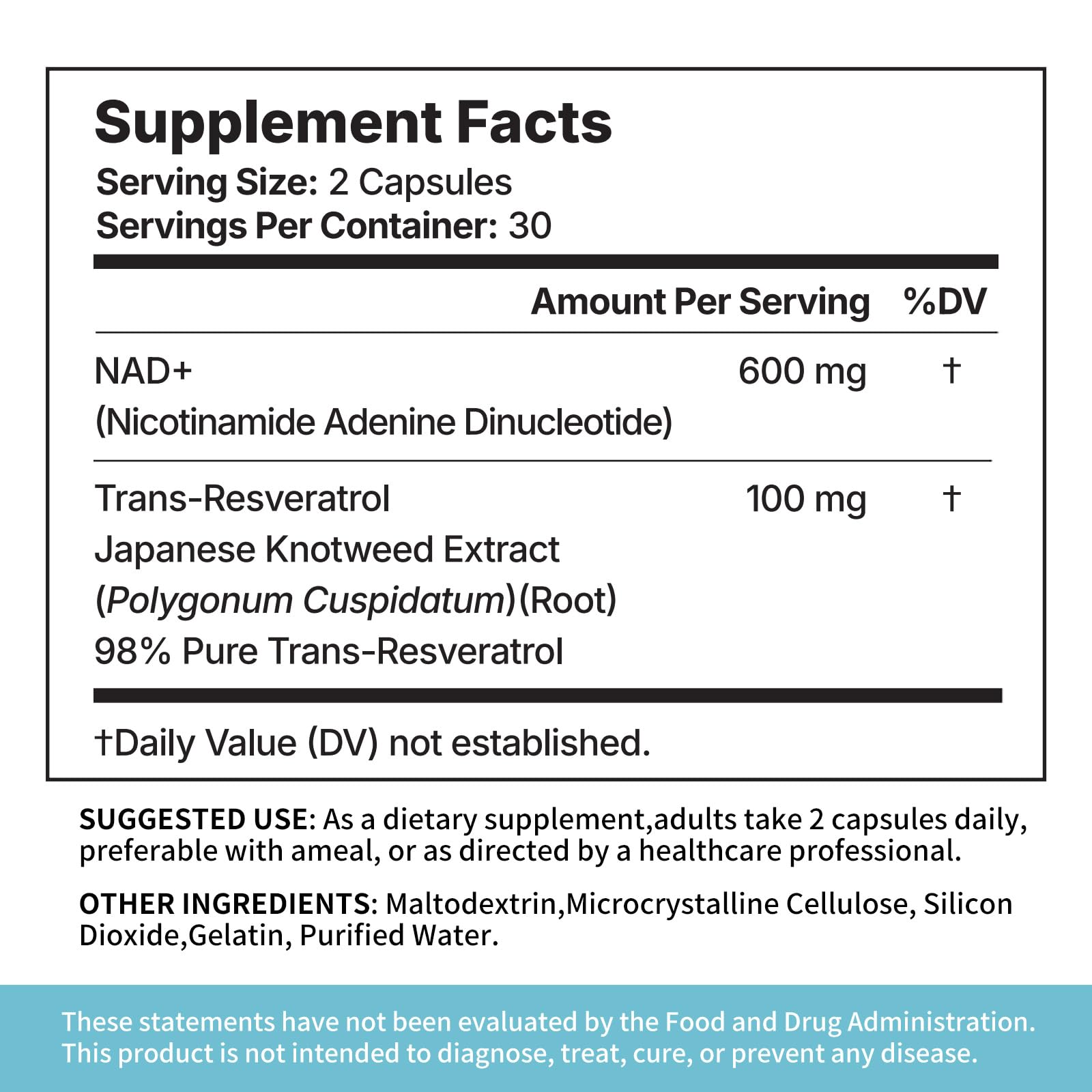 MISS PEP NAD+ Supplement – Nicotinamide Riboside + Resveratrol, 60 Capsules