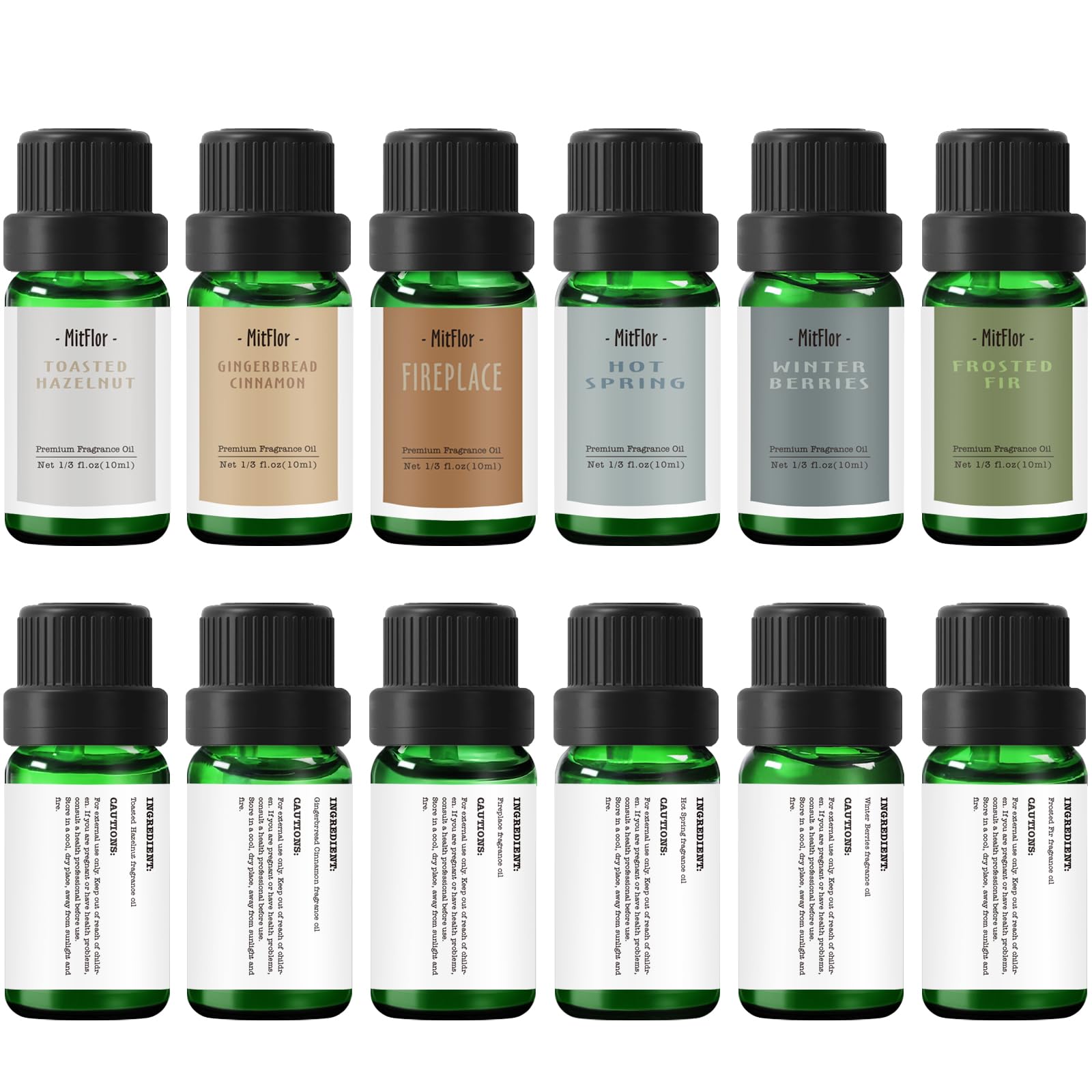 MitFlor Winter Essential Oils – 6 x 10ml Diffuser & Candle Scents Gift Set