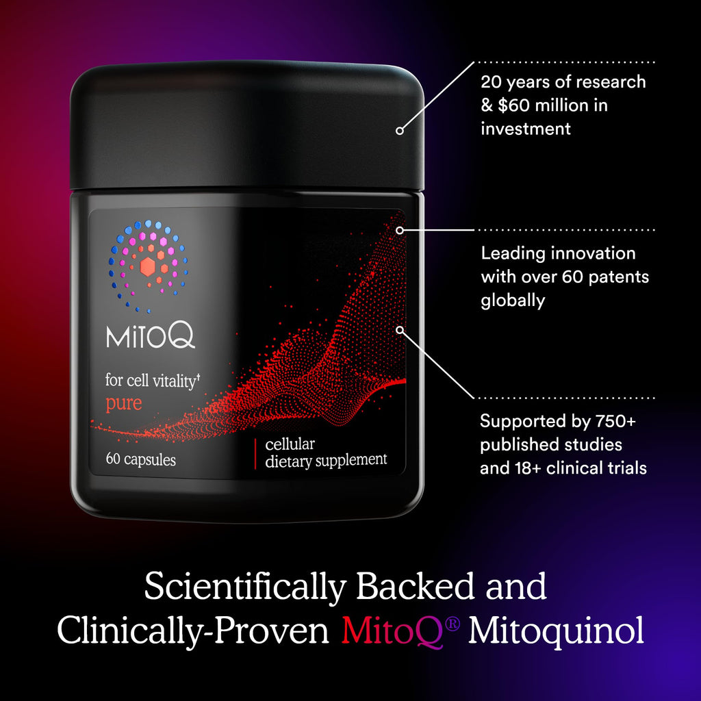 MitoQ Pure Advanced Mitochondria Supplement | Superior Bioavailability for Healthy Aging, Energy, Heart Health & Mobility