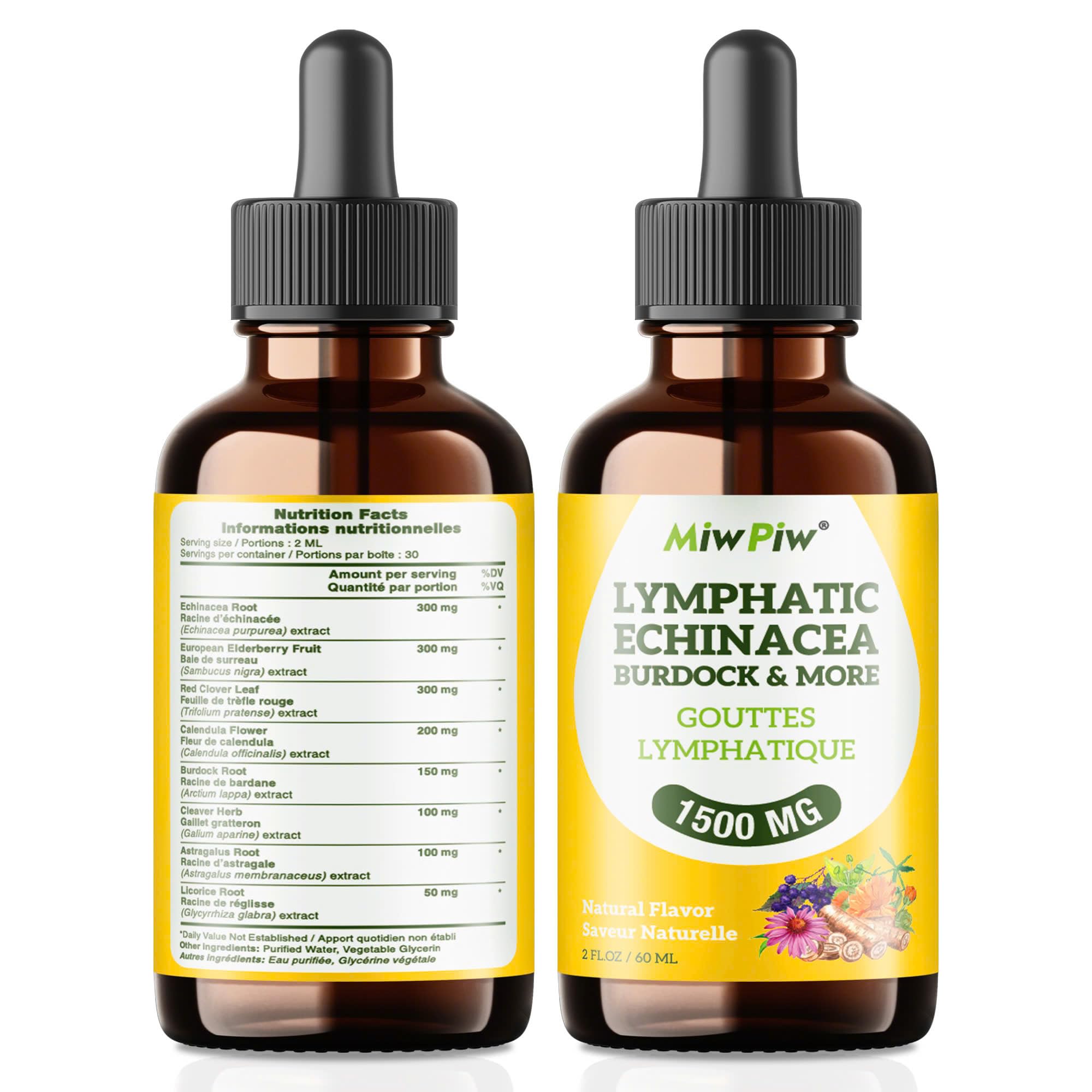 Miw Piw Lymphatic Drainage Drops Pack 1 – Lymph Detox, Circulation & Immune Support