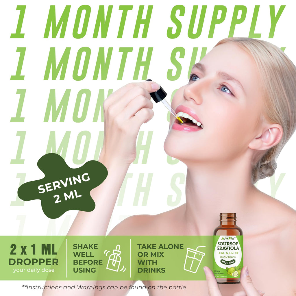 MiW Piw Soursop Graviola Liquid Drops 1900MG – Sleep Support & Immune Boost