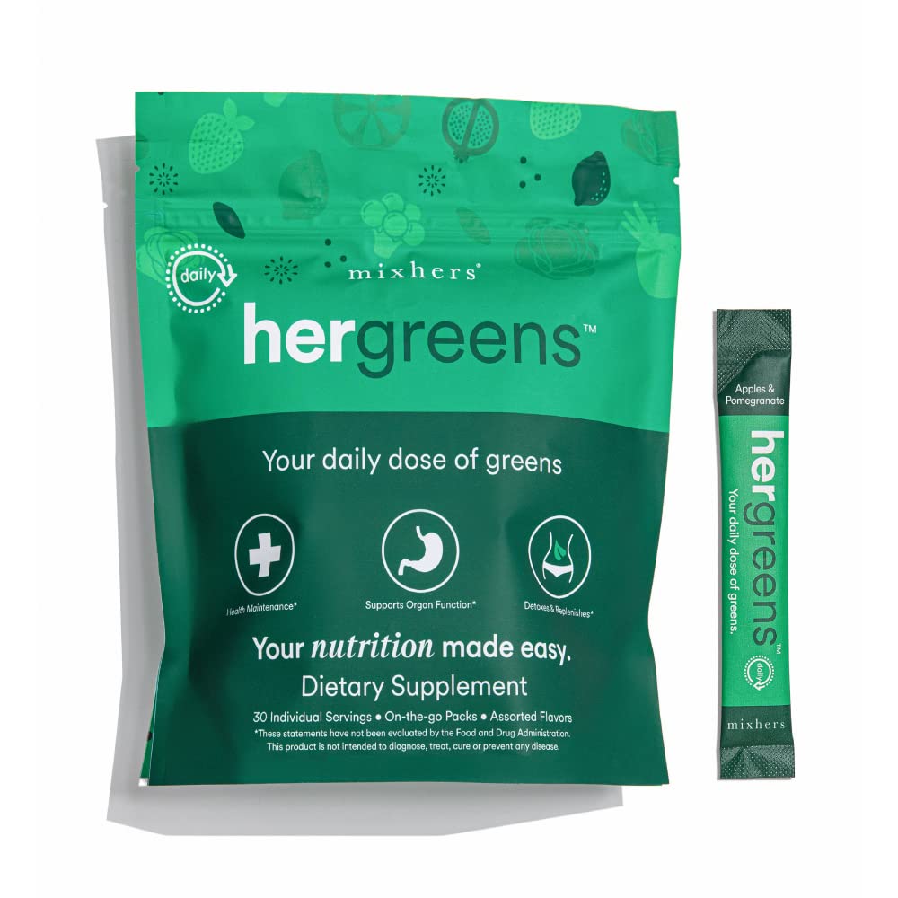 MIXHERS Hergreens Greens & Veggie Powder for Women - Pink Grapefruit - 15 Packets