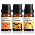 MIZZEO Fruity Essential Oil Set – 3x10ml Pure & Natural Diffuser Oils (Sweet Orange, Lemon, Grapefruit)