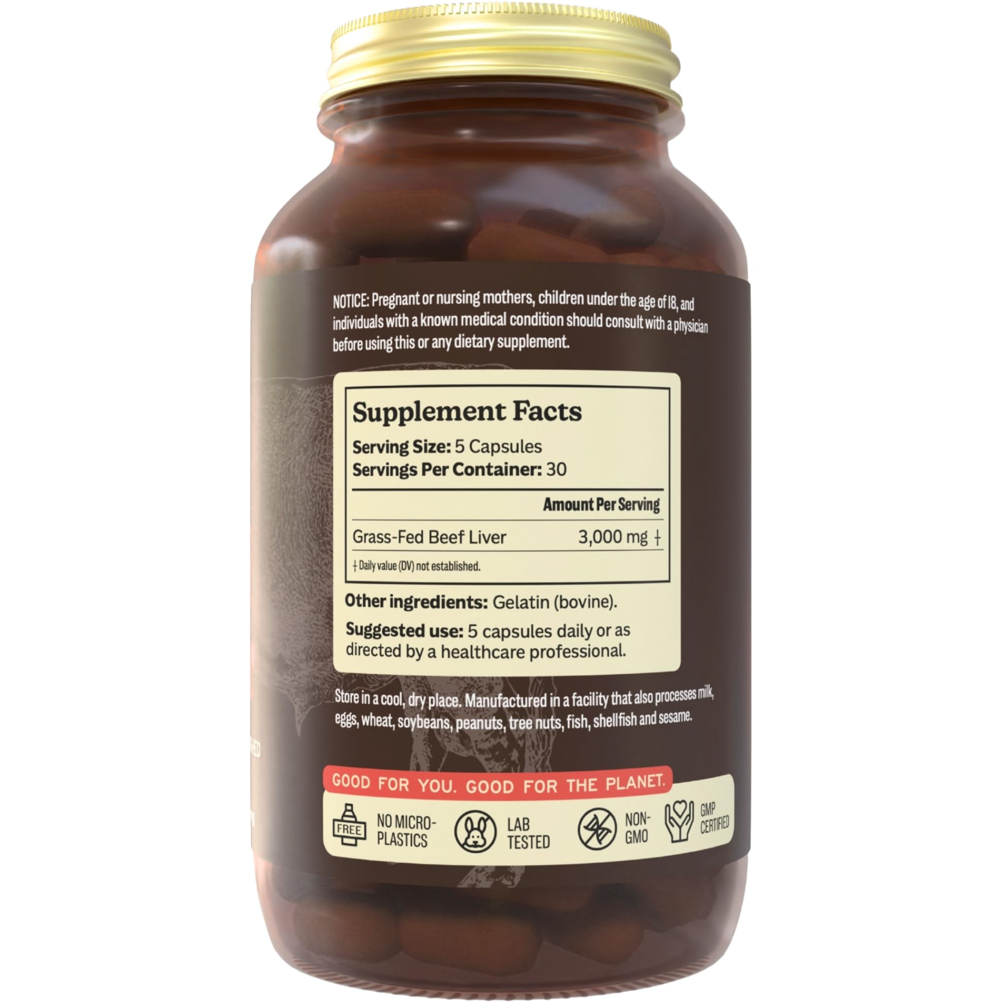 MK Supplements Grass Fed Beef Liver Supplement – Energy, Digestion & Immunity – Non-GMO, Freeze-Dried, 30 Servings