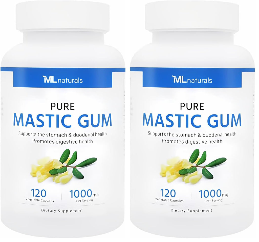 ML Naturals Mastic Gum 1000mg – 120 Vegan Capsules (Pack of 2) | Premium Quality | Supports Stomach & Duodenal Health | NSF-Certified & cGMP-Compliant