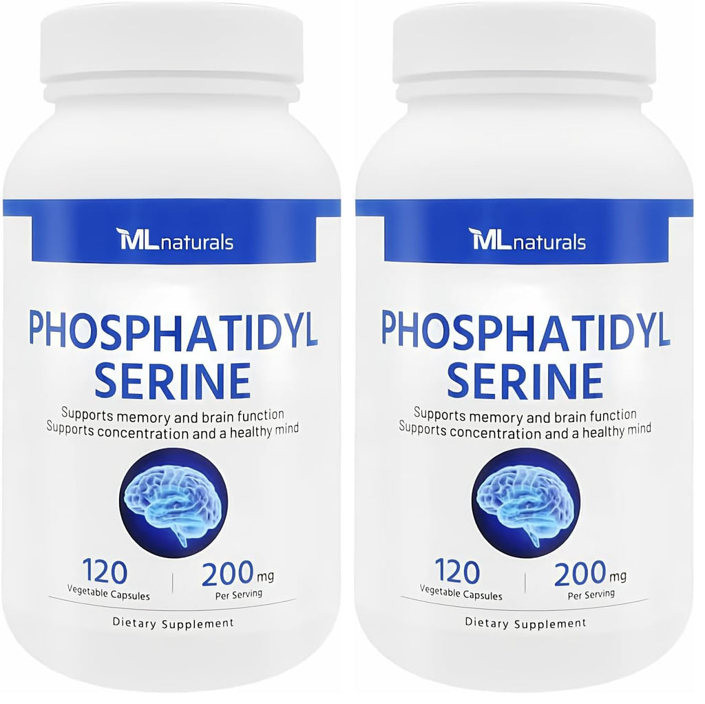 ML Naturals Phosphatidyl Serine 200 mg – 120 Veg Capsules | Supports Memory & Brain Function | Non-GMO, NSF-Certified, cGMP