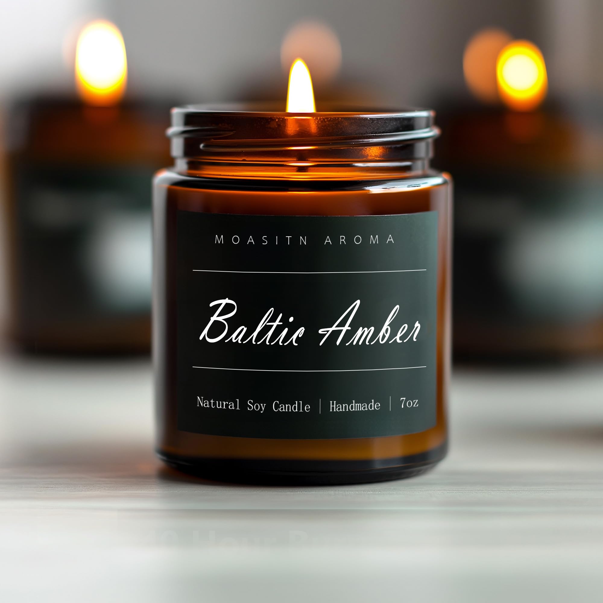 MOASITN Baltic Amber Scented Candles – Natural Soy Aromatherapy Jar Candle 7oz