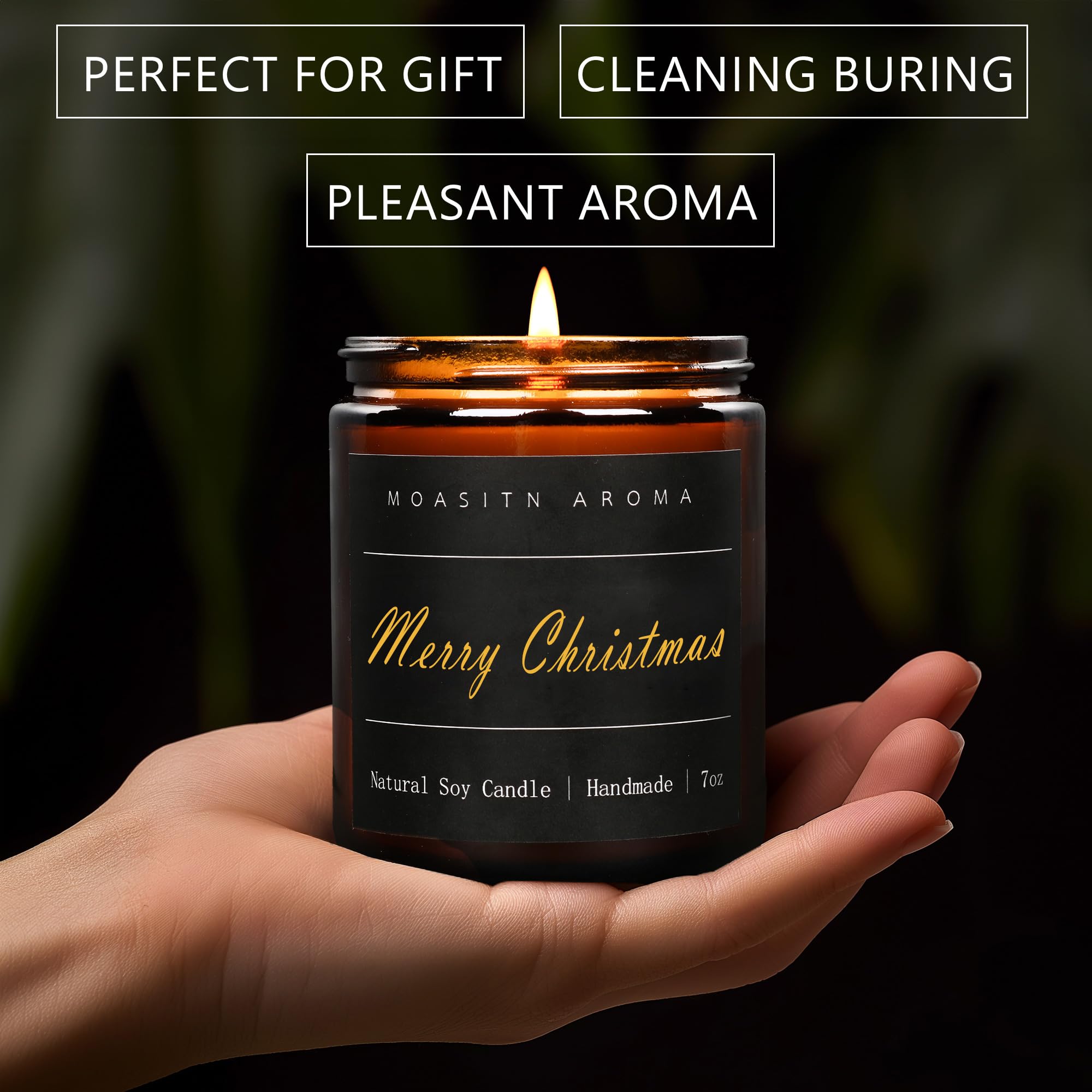MOASITN Merry Christmas Scented Candles for Home|Cardamom,Cinnamon,Orange Scented Natural Soy Candle|Women,Men Jar Candel for Christmas,Winter,Relaxing|Longlasting Aromatherapy Candle|7oz