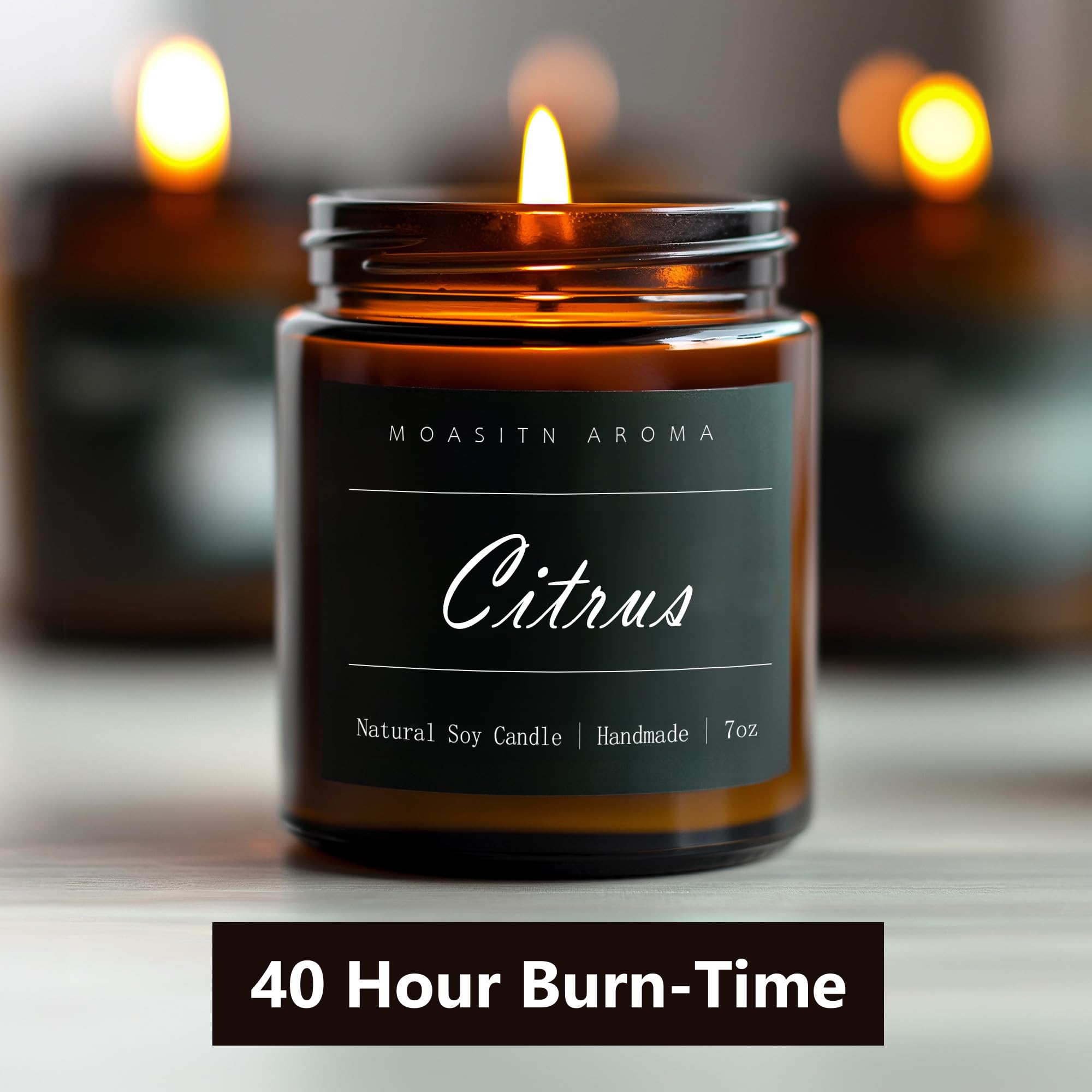 MOASITN Citrus Scented Soy Candle 7oz | Handmade Aromatherapy Jar Gift