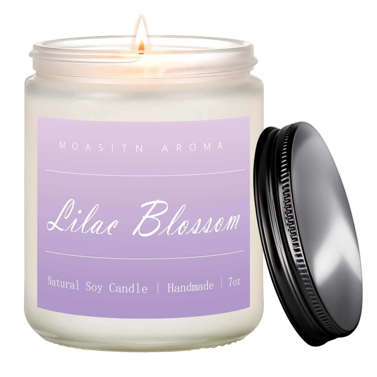MOASITN Lilac Blossom Spring Soy Candle - 7oz | Lavender, Lilac & Lemon Scented Aromatherapy Jar Candle
