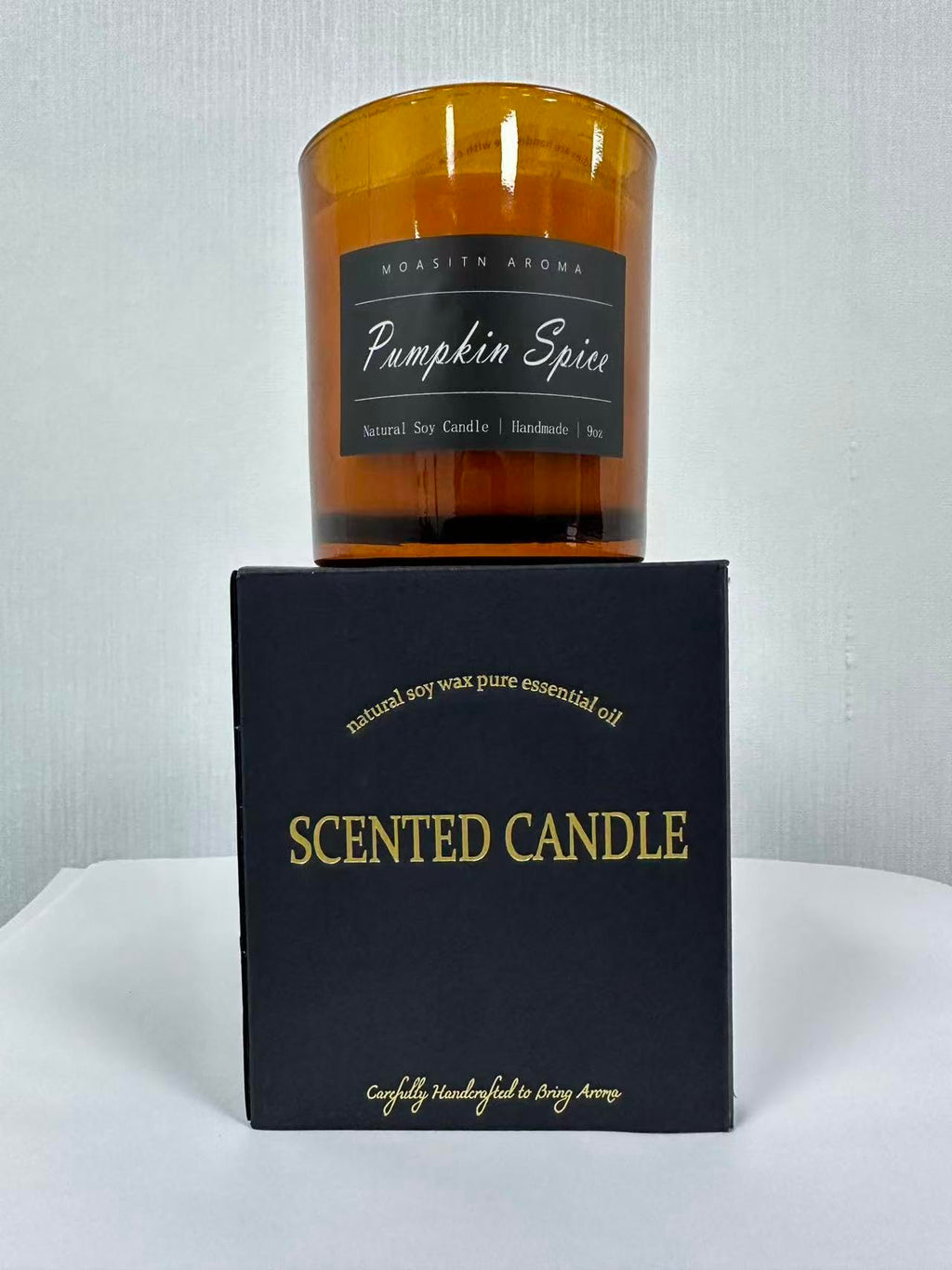 MOASITN Pumpkin Spice Soy Candle 9oz – Handmade Large Luxurious Aromatherapy Jar