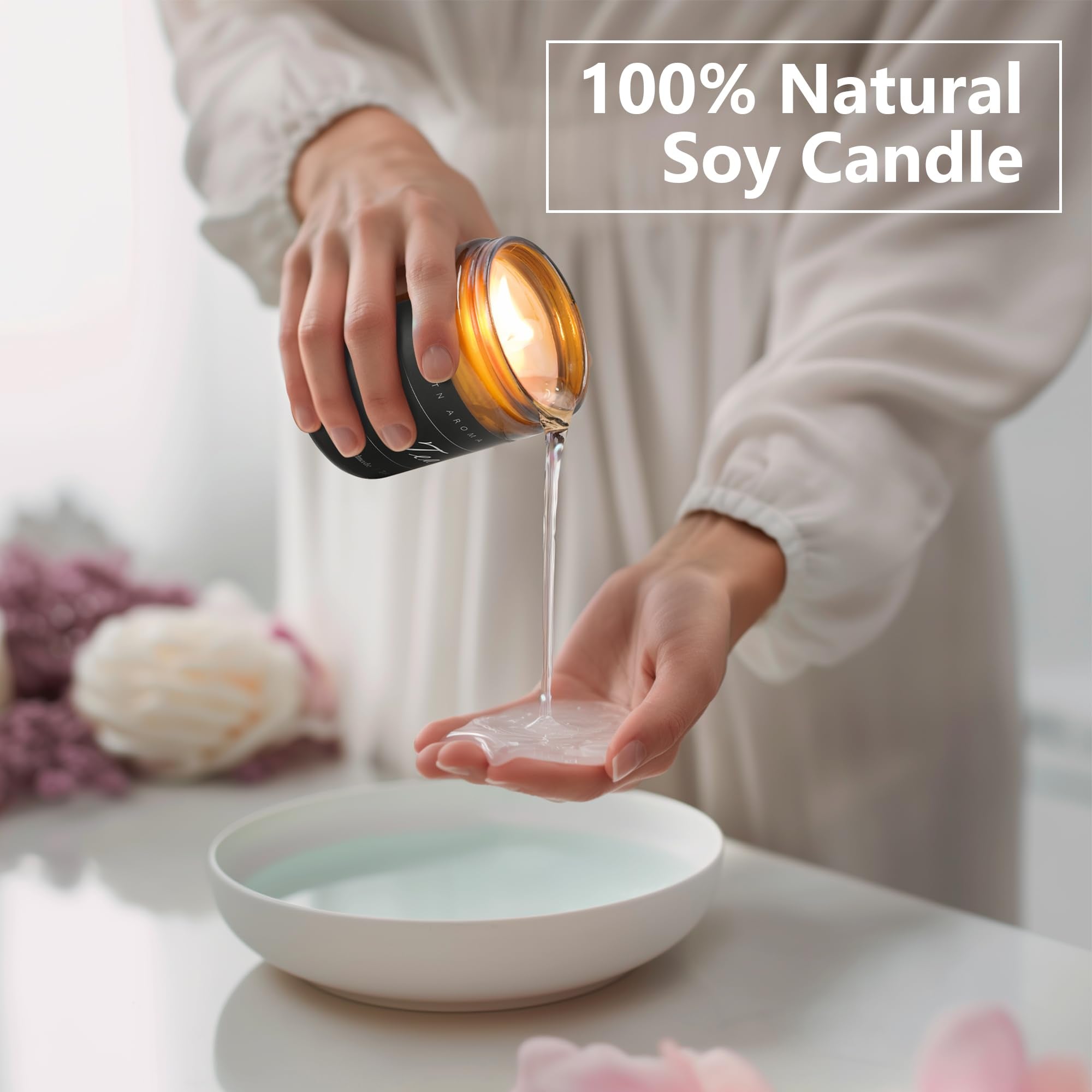MOASITN White Tea Scented Candle – Natural Soy Aromatherapy, 7oz