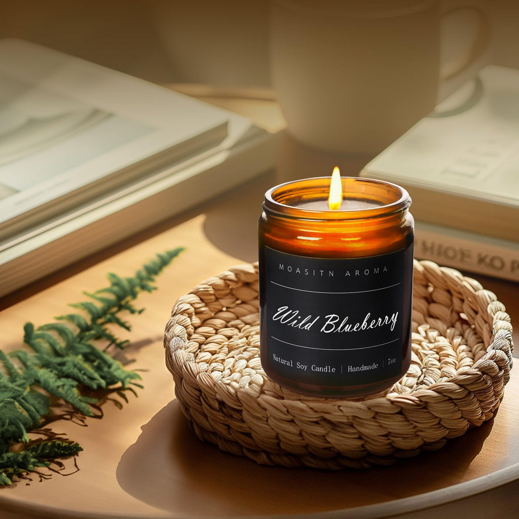 MOASITN Blueberry Scented Soy Candle 7oz | Handmade Aromatherapy Jar Gift