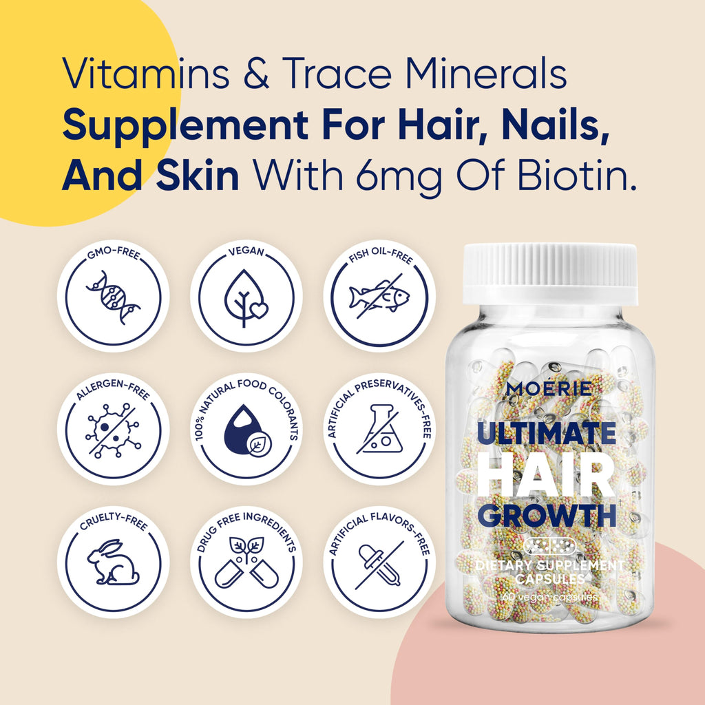 Moerie Hair Growth Supplement for Women & Men | Biotin, Q10 & Minerals