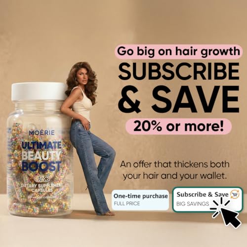 Moerie Hair Growth Supplement for Women & Men – Biotin, Q10 & Minerals for Thicker Hair (180 Beadlet Capsules)