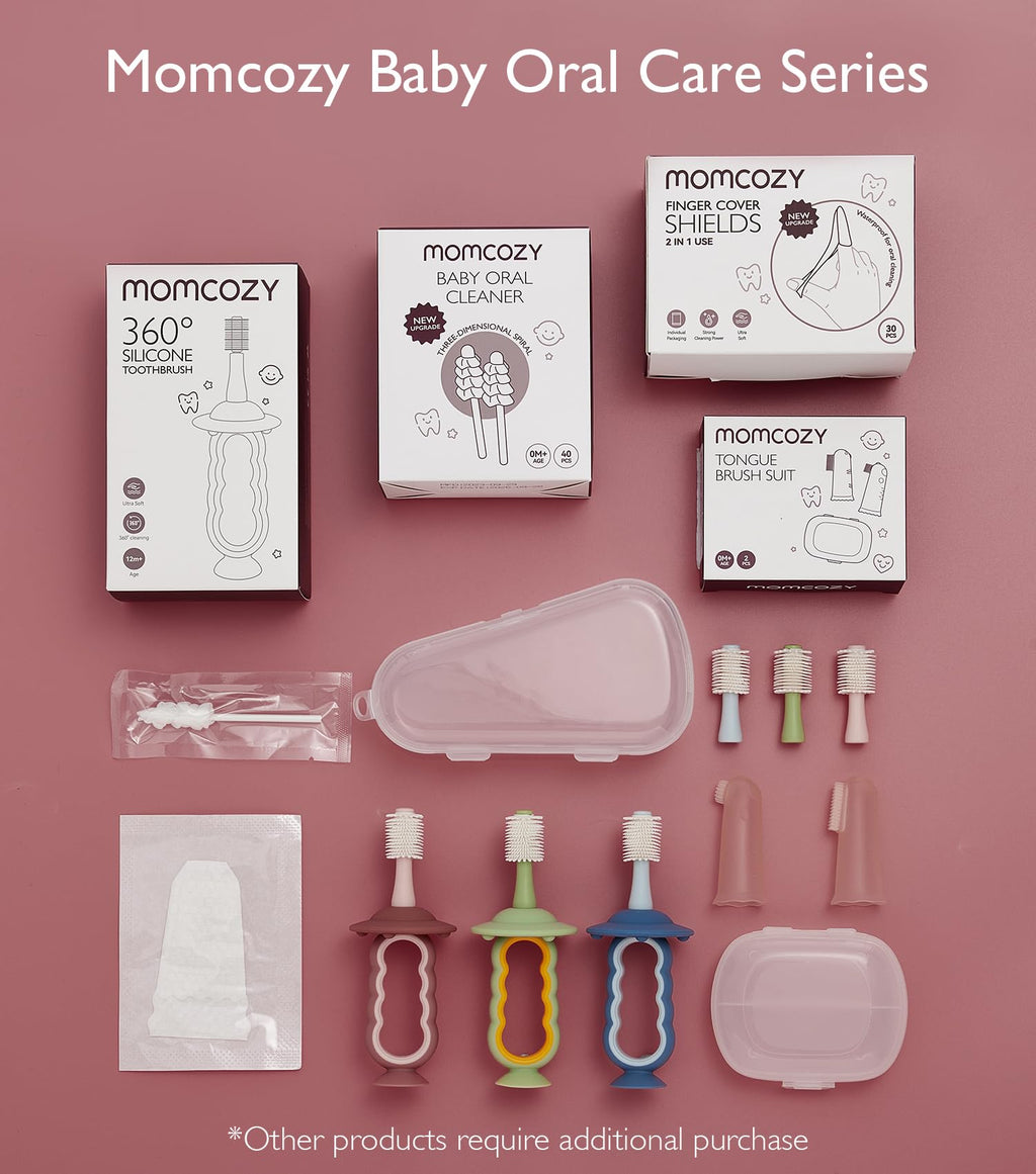 Momcozy Baby Toothbrush Green – 6-12 Months & 1-2 Years Toddler Oral Cleaner