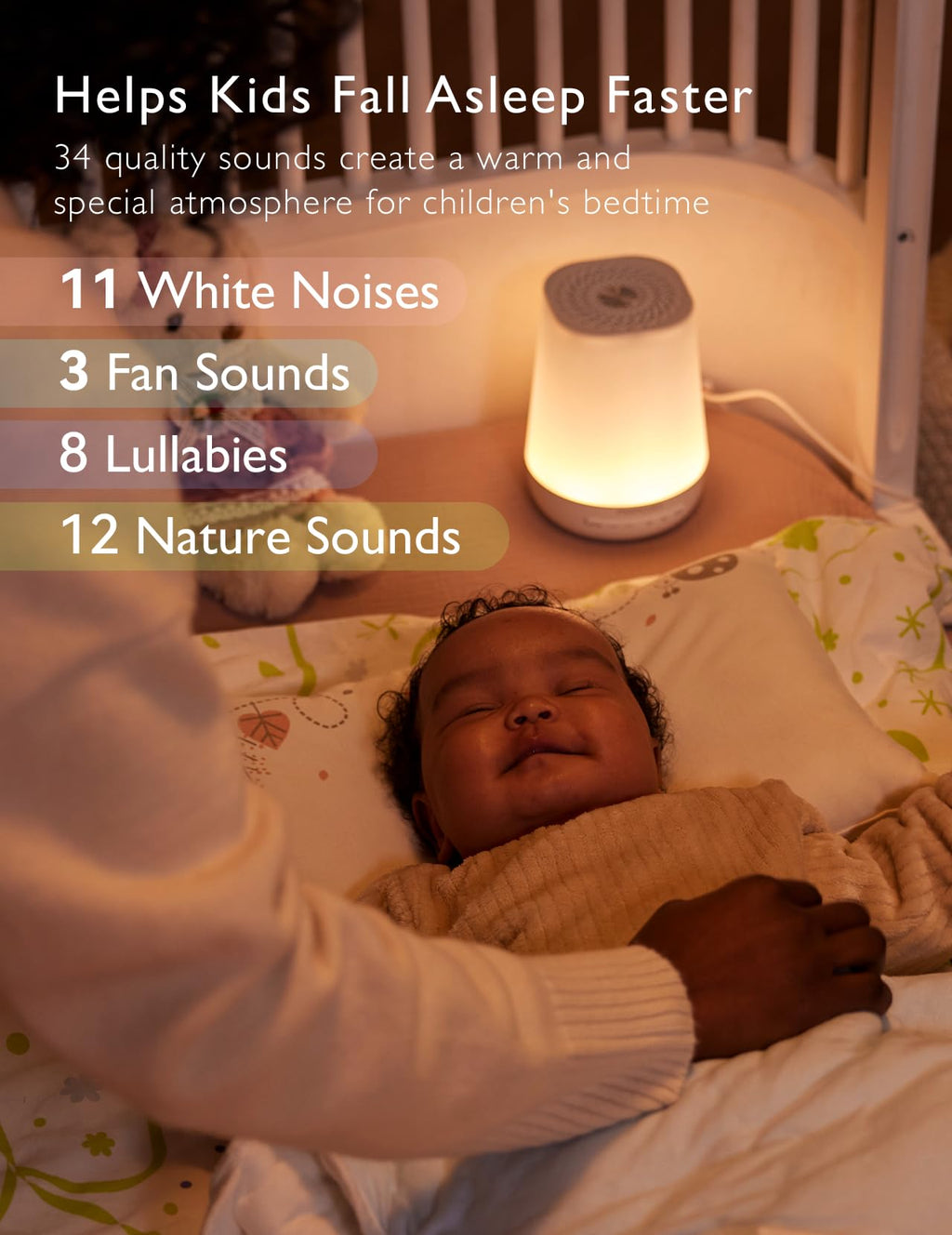 Momcozy Baby Sound Machine with Night Light | 34 Sounds, App Remote, Sleep Trainer (Blue)