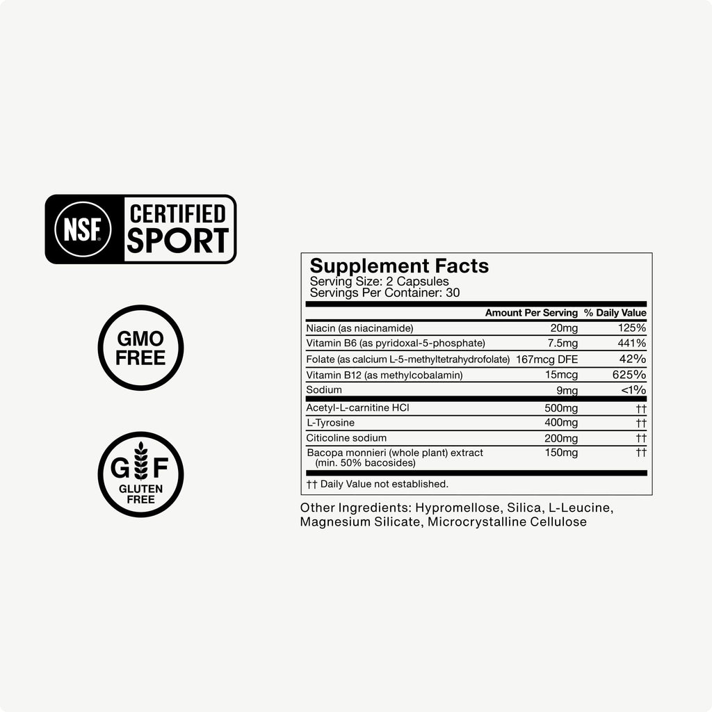 Momentous Brain Drive Nootropic Supplement | Focus & Memory Support | NSF Certified for Sport | 30 Servings