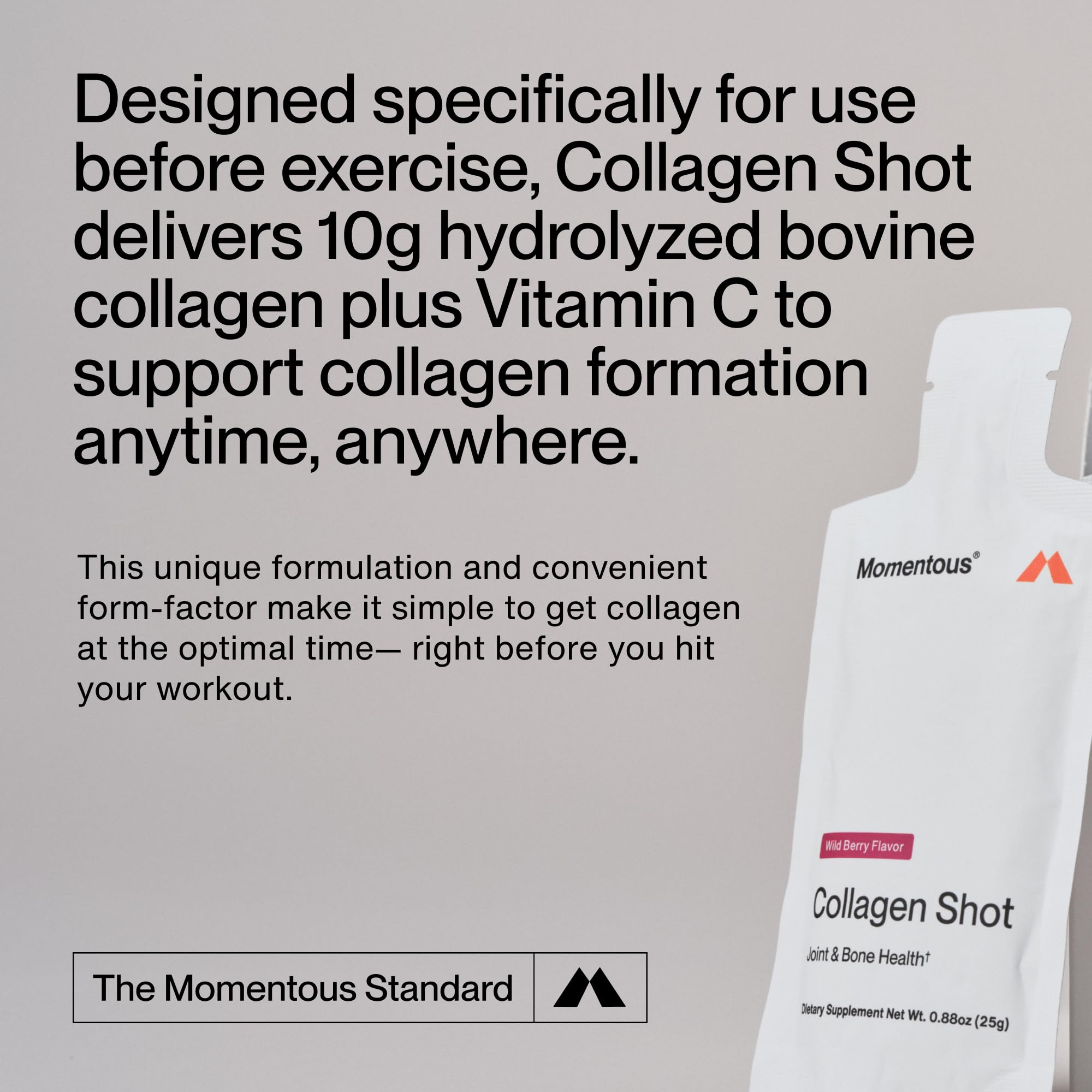 Momentous Collagen Shot - Hydrolyzed Collagen & Vitamin C | NSF Certified