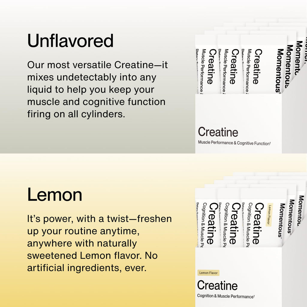 Momentous Lemon Creatine Monohydrate Powder | Creapure Creatine | NSF Certified for Sport | 6.49 g/Serving | 15 Servings