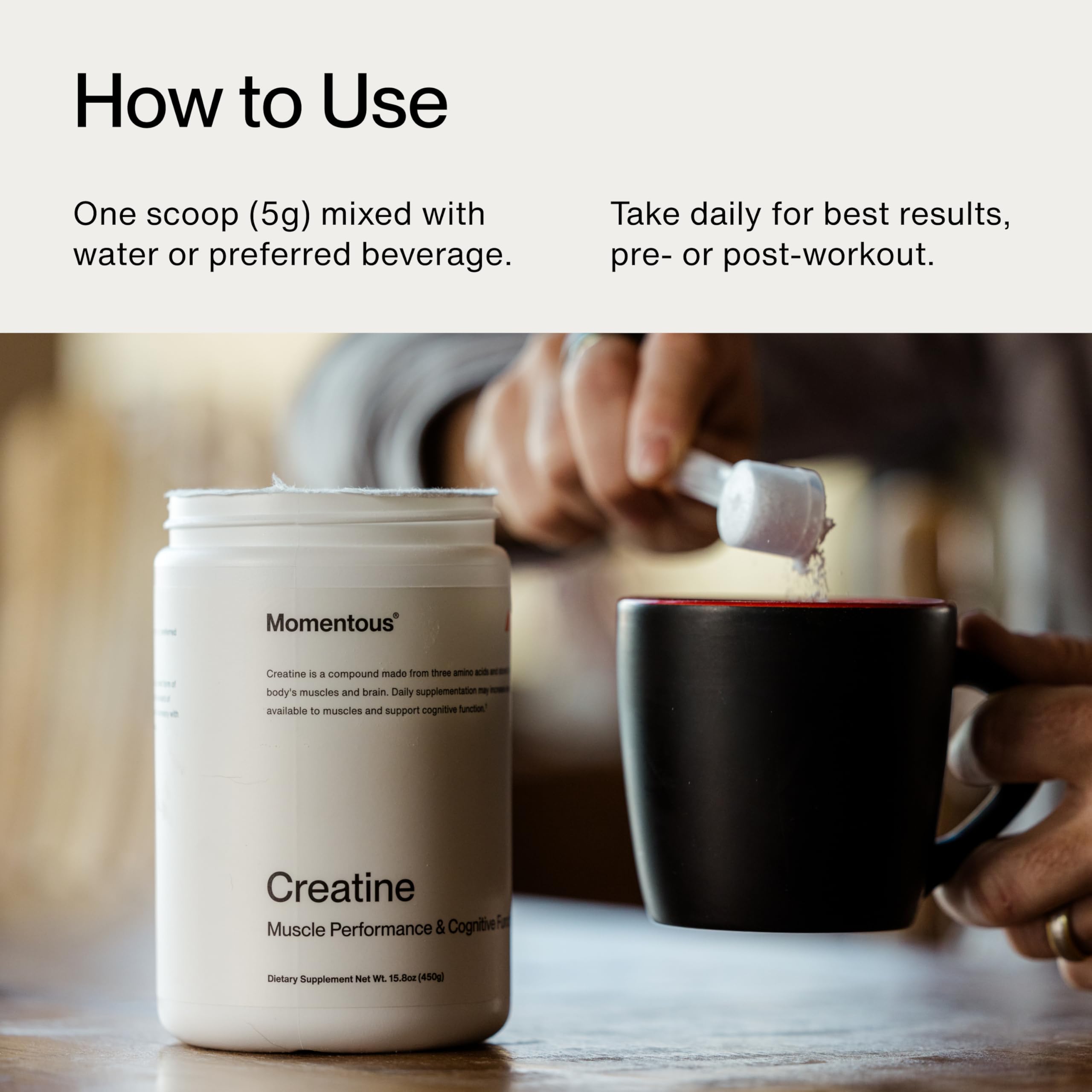 Momentous Lemon Creatine Monohydrate Powder | Creapure Creatine | NSF Certified for Sport | 6.49 g/Serving | 15 Servings