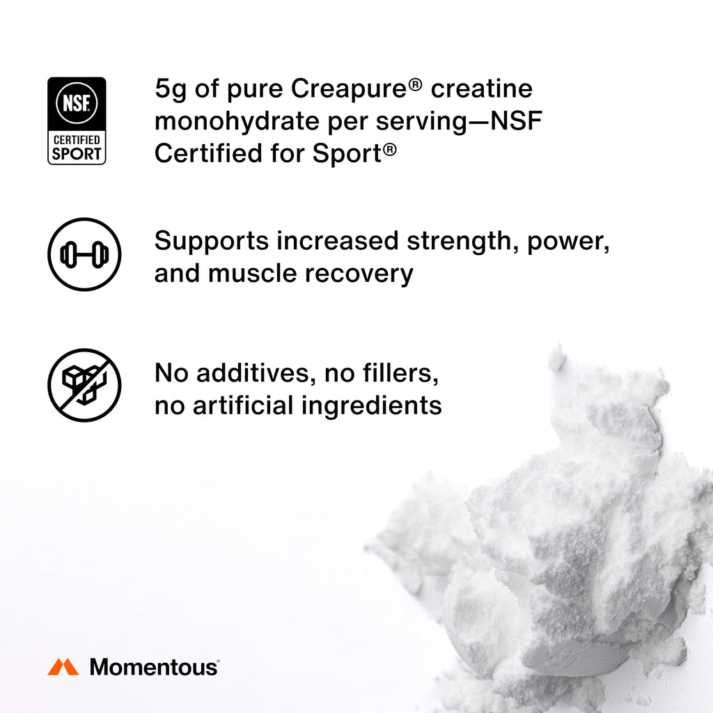 Momentous Lemon Creatine Monohydrate Powder | Creapure Creatine | NSF Certified for Sport | 6.49 g/Serving | 15 Servings