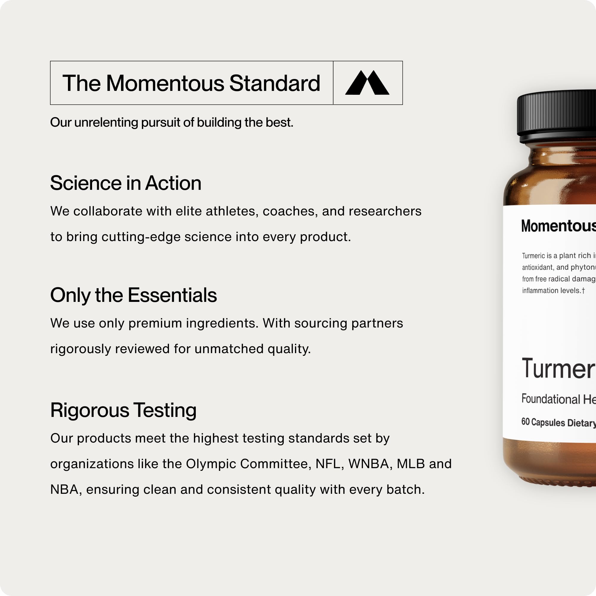 Momentous Turmeric 1,000 mg – Meriva Curcumin Phytosome, NSF Certified for Sport, 60 Capsules