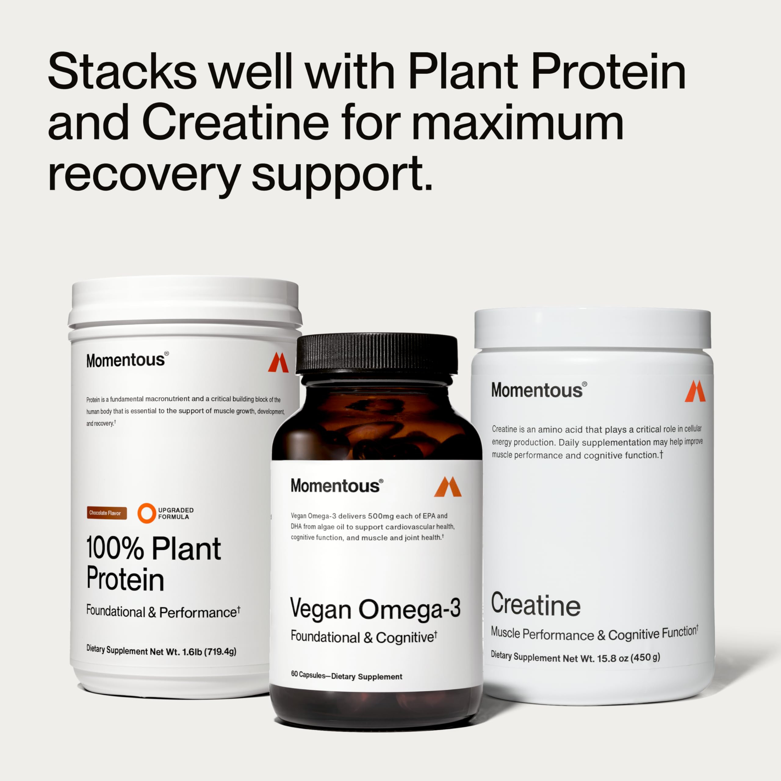 Momentous Vegan Omega-3 - Plant-Based EPA & DHA from Algae Oil | 1,000 mg per Serving | NSF Certified for Sport | 30 Servings