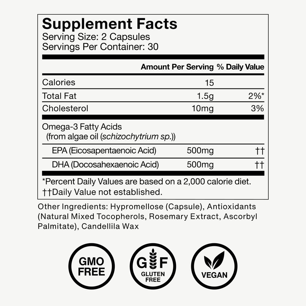 Momentous Vegan Omega-3 - Plant-Based EPA & DHA from Algae Oil | 1,000 mg per Serving | NSF Certified for Sport | 30 Servings