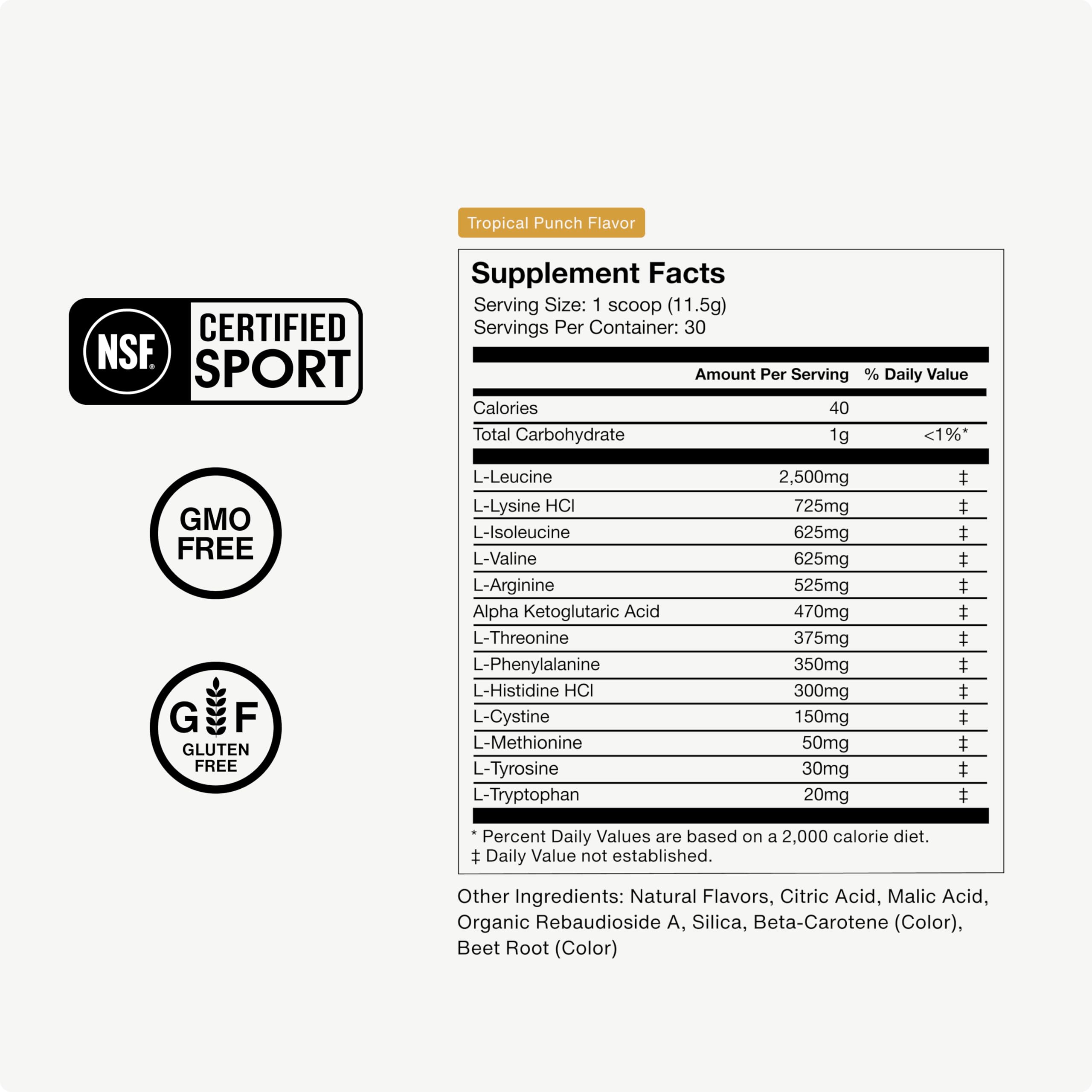 Momentous Vital Aminos Powder – 13 Amino Acids (EAAs + extras) | BCAA & EAA | Tropical Punch | NSF Certified for Sport | GMO & Gluten-Free | 30 Servings