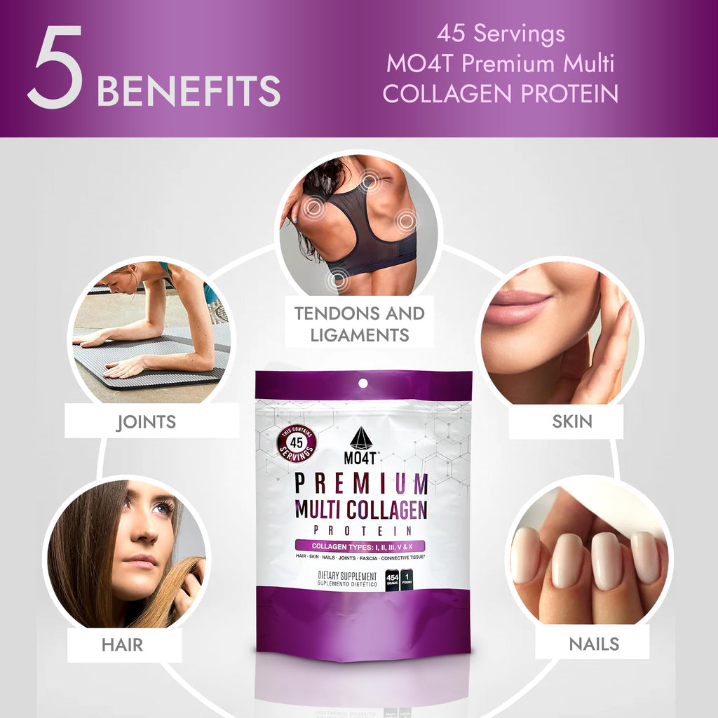 MO4T MOMOF4TRANSFORM Hydrolyzed Multi Collagen Powder | Sugar-Free, Grass-Fed | 1 lb | Hair, Skin & Nails