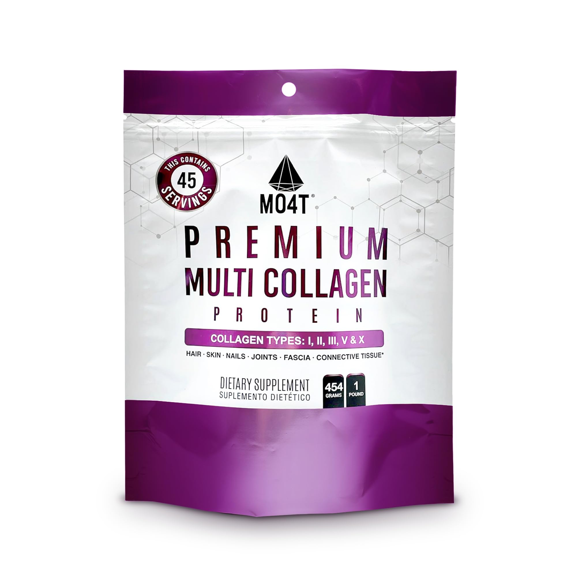 MO4T MOMOF4TRANSFORM Hydrolyzed Multi Collagen Powder | Sugar-Free, Grass-Fed | 1 lb | Hair, Skin & Nails