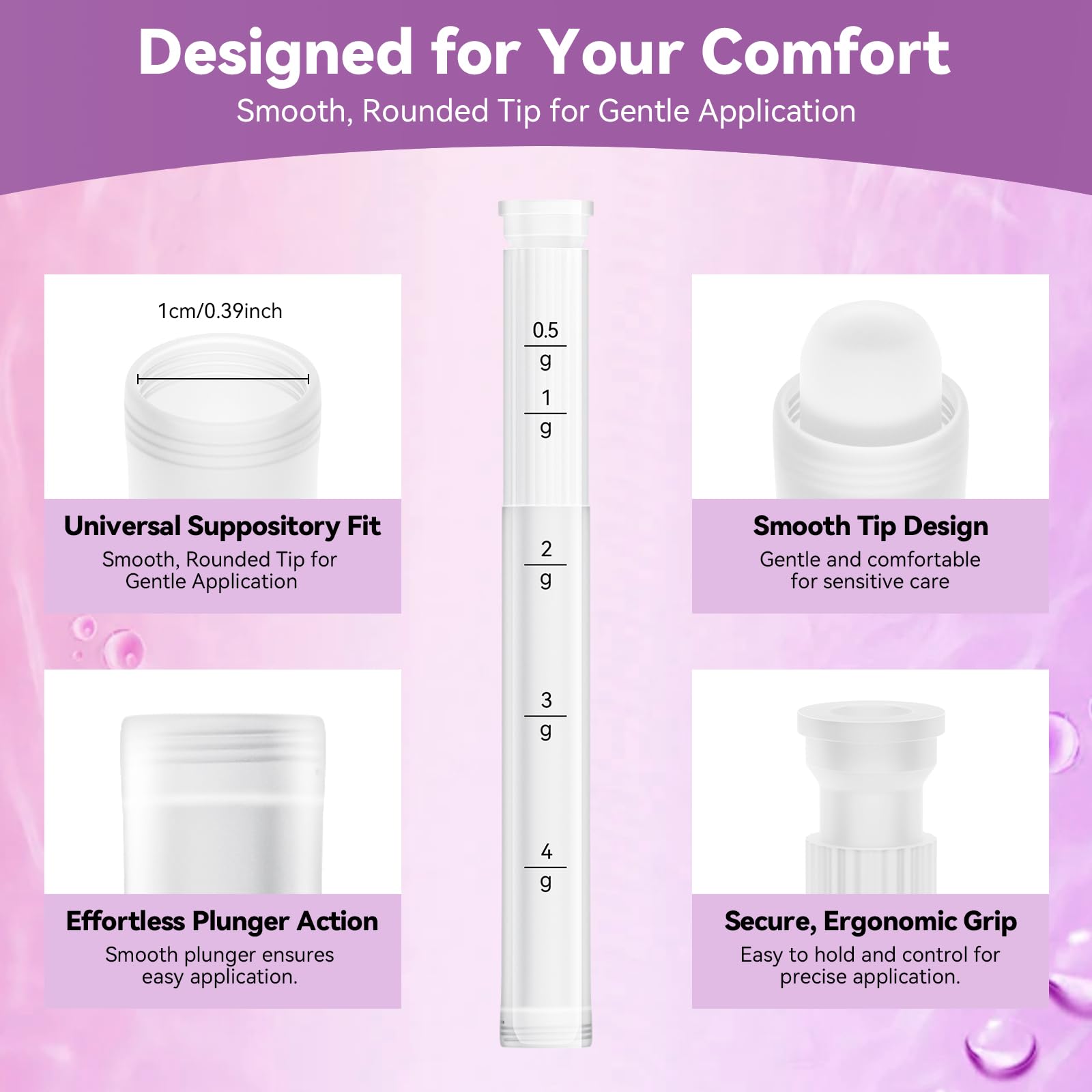 Momsnug Disposable Vaginal Gel Applicators with Dosage Markings – 20 Pack