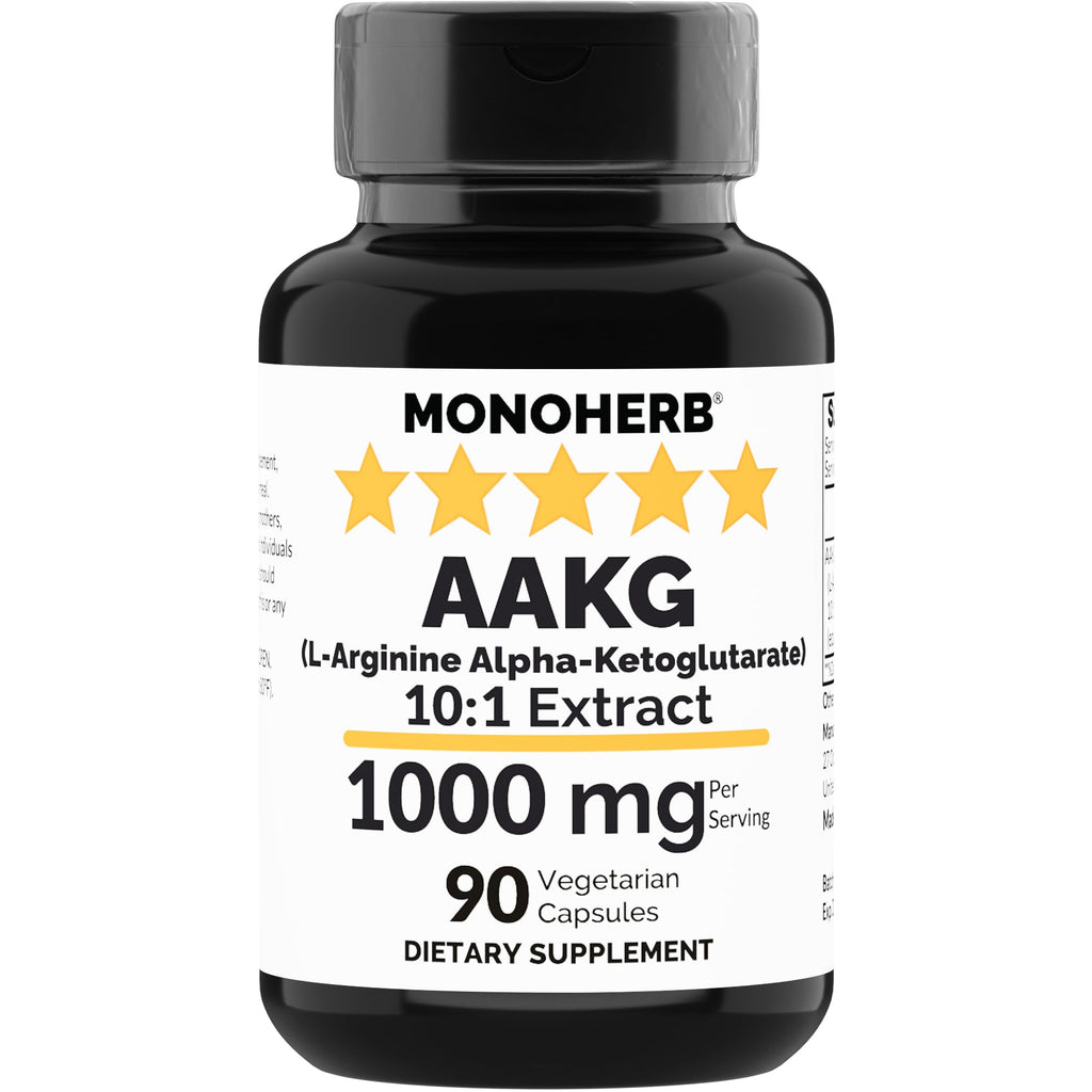 MONOHERB AAKG 1000 mg | L-Arginine Alpha-Ketoglutarate - 90 Veg Capsules