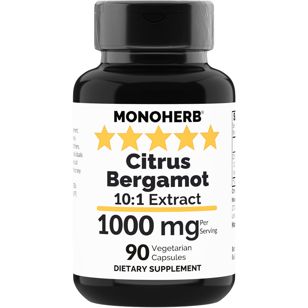 MONOHERB Citrus Bergamot Extract 1000 mg - 90 Vegetarian Capsules | Extra Strength 10X