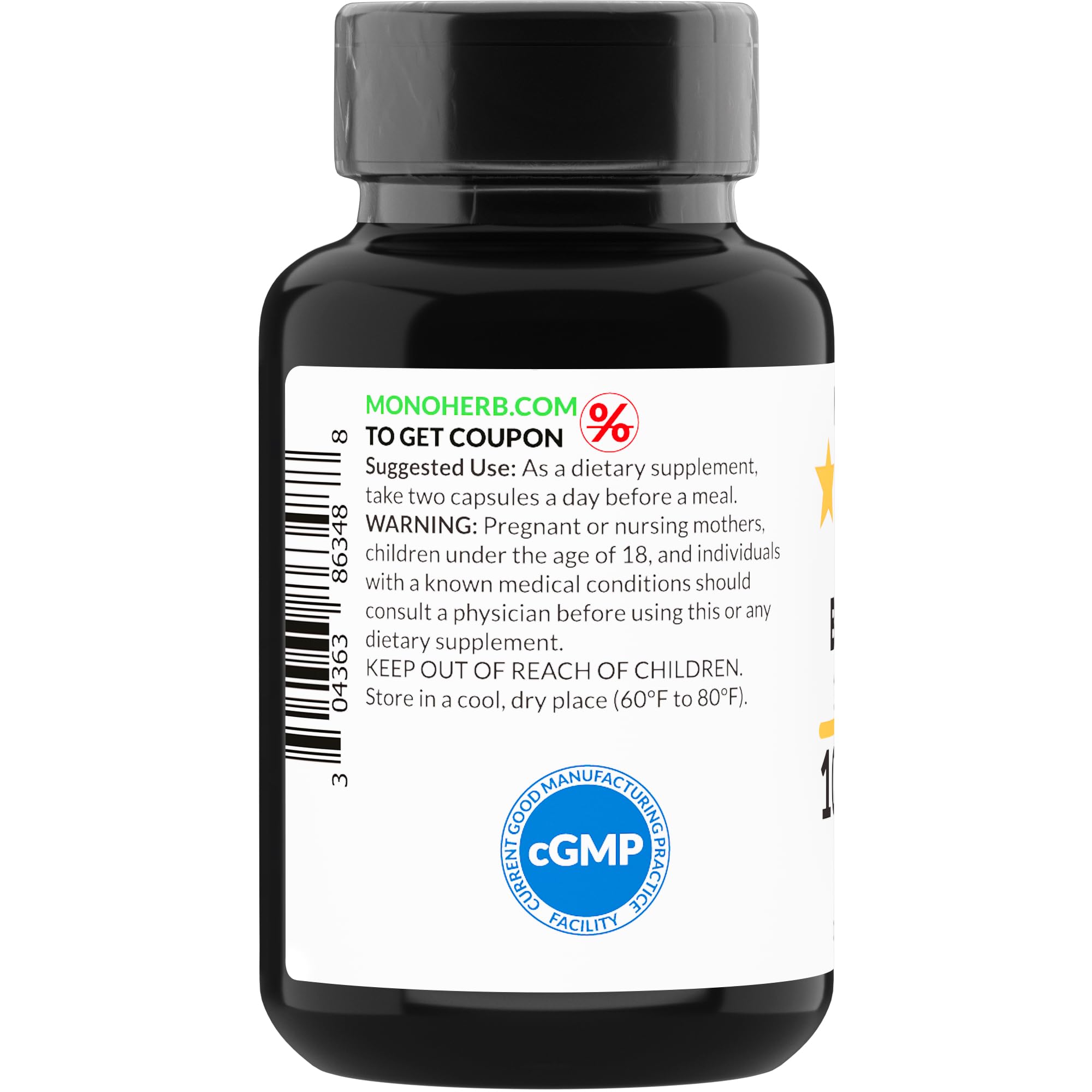 MONOHERB Citrus Bergamot Extract 1000 mg - 90 Vegetarian Capsules | Extra Strength 10X