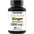 MONOHERB Ginger Extract 1000 mg – 90 Vegetarian Capsules | Extra Strength Ginger
